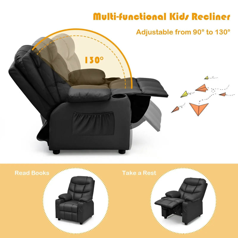 Kids Recliner Chair with Cup Holder and Footrest for Children by DirectDeals