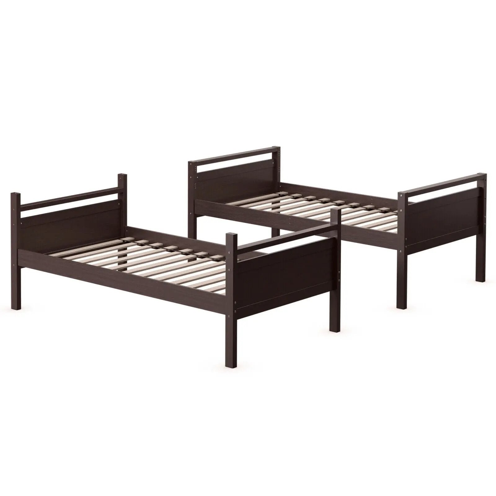 Twin Over Twin Bunk Bed Convertible 2 Individual Beds Wooden by DirectDeals