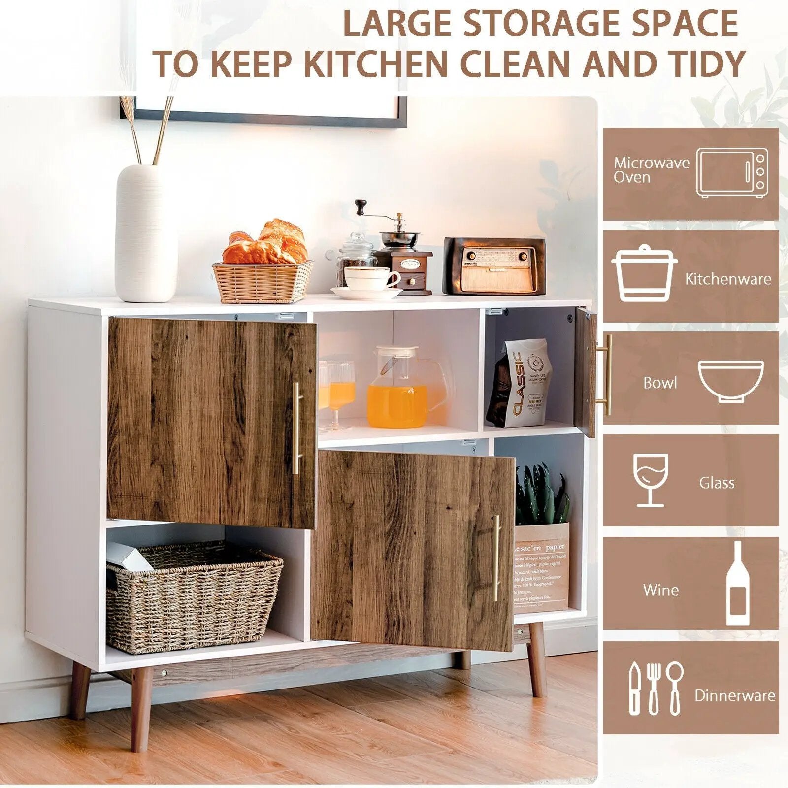Sideboard Storage Cabinet with Storage Compartments by DirectDeals