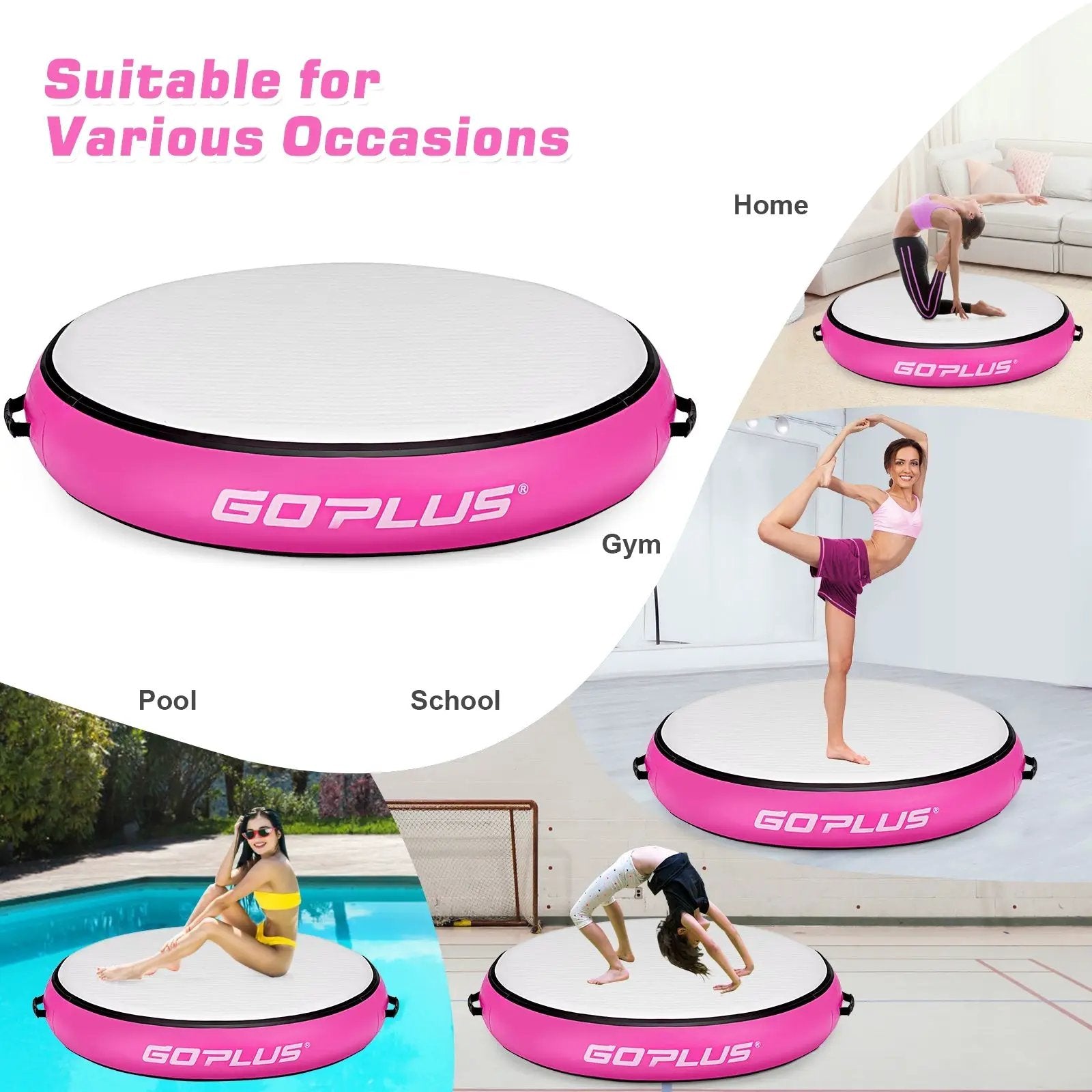 40 Inch Inflatable Round Gymnastic Mat with Electric Pump by DirectDeals
