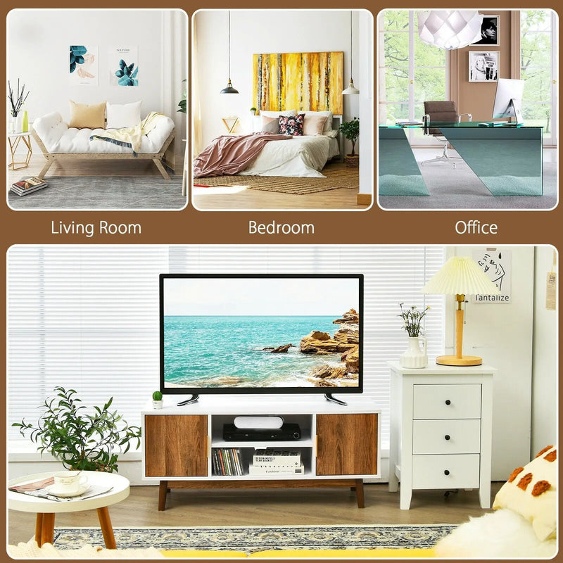 2 Door TV Stand with 2 Cabinets and Open Shelves for TVs up to 50 Inch TV by DirectDeals