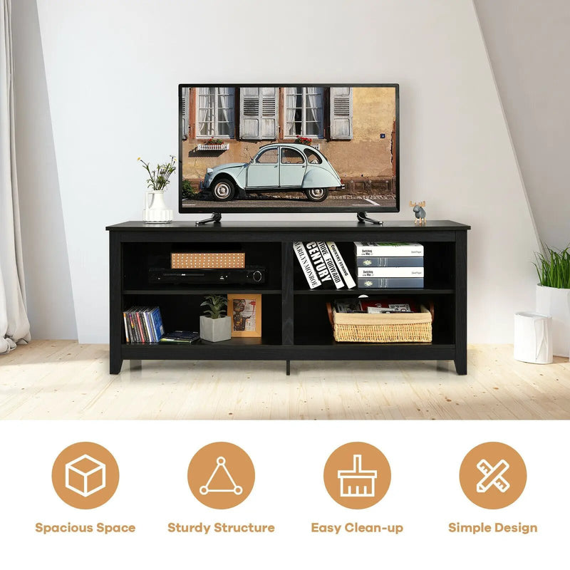 4-Cubby TV Stand for TV's up to 65 Inch with 3-Position Height Adjustable Shelf by DirectDeals