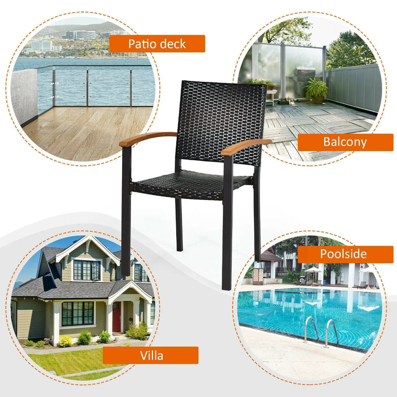 Set of 2 Outdoor Patio PE Rattan Dining Chairs by DirectDeals
