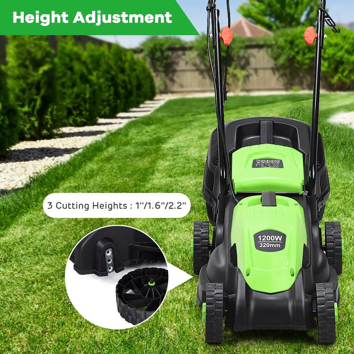 13 Inch Electric Push Lawn Corded Mower with Grass Bag by DirectDeals