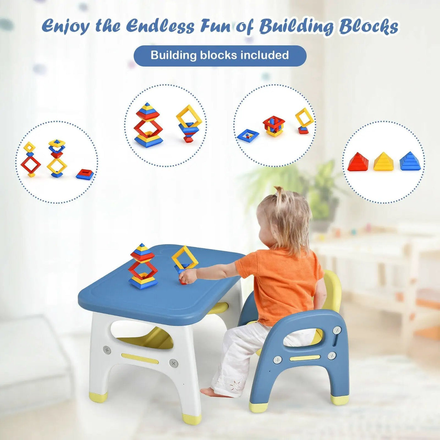 Kids Activity Table and Chair Set with Montessori Toys for Preschool and Kindergarten by DirectDeals