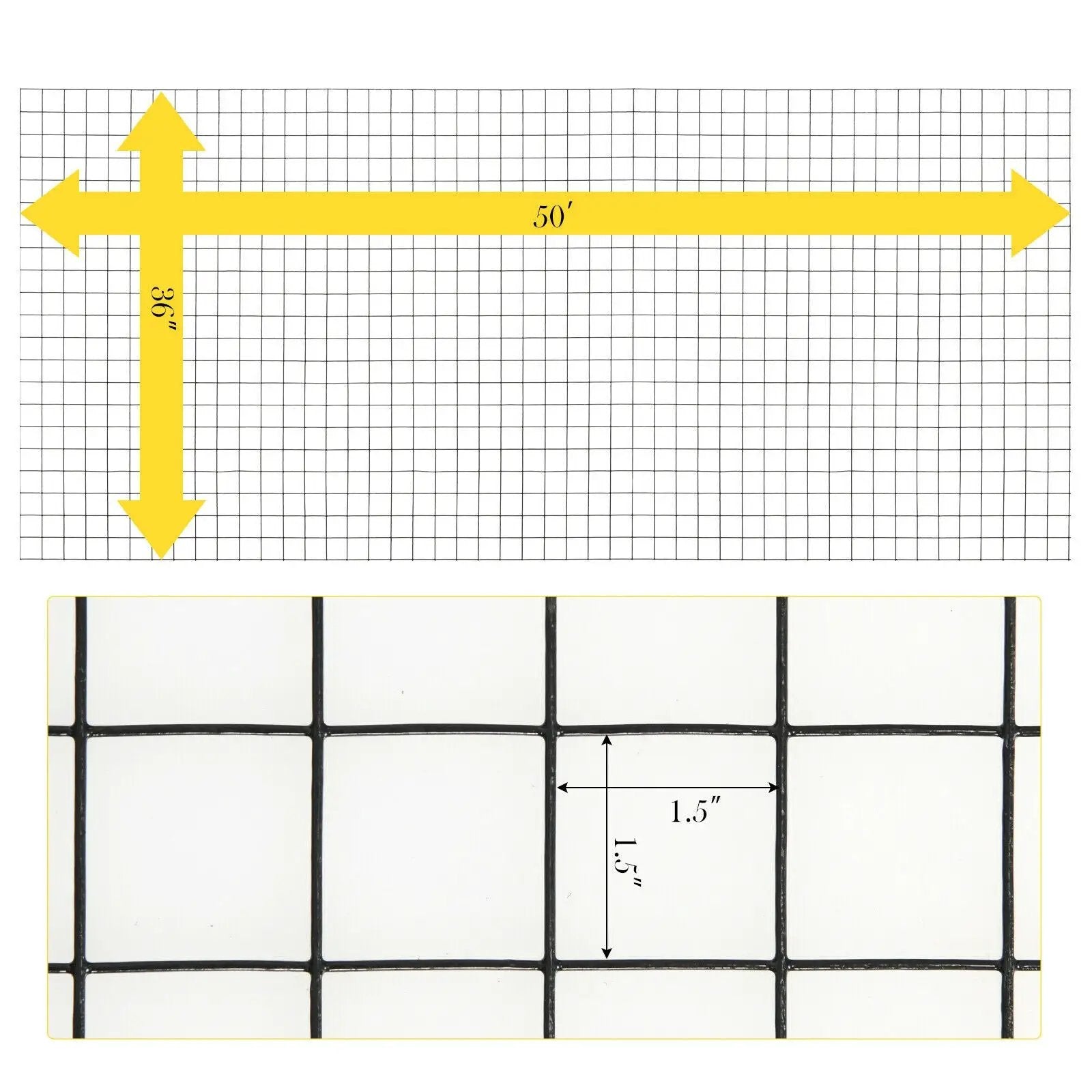 36 x 50 Inch Hardware Cloth 16 Gauge Black Vinyl Coated Welded Wire Mesh 1.5 Inch by DirectDeals