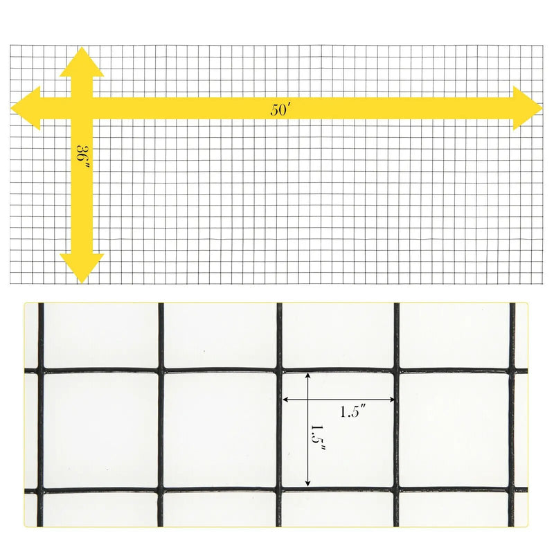 36 x 50 Inch Hardware Cloth 16 Gauge Black Vinyl Coated Welded Wire Mesh 1.5 Inch by DirectDeals
