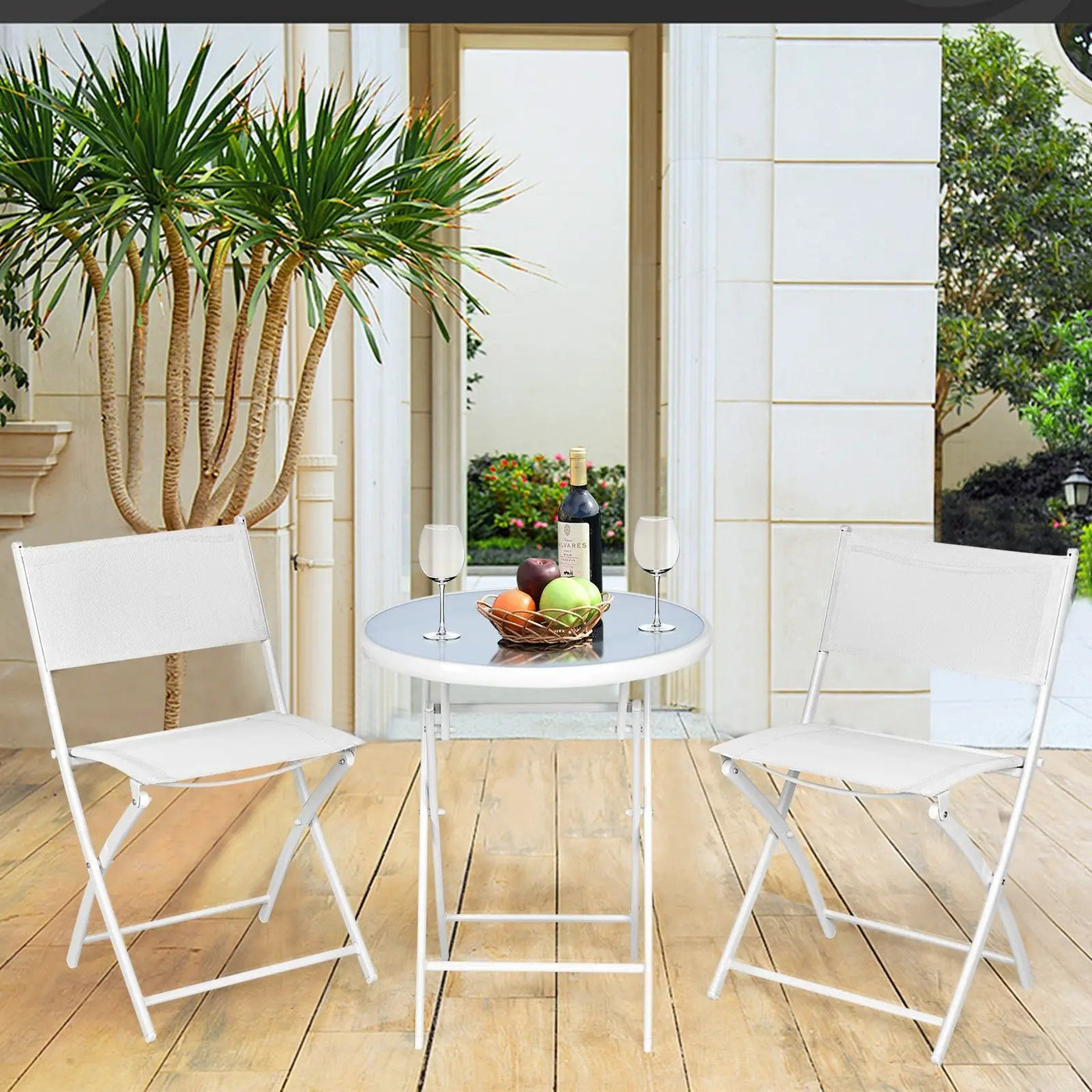 3 Pieces Patio Folding Bistro Set for Balcony or Outdoor Space by DirectDeals