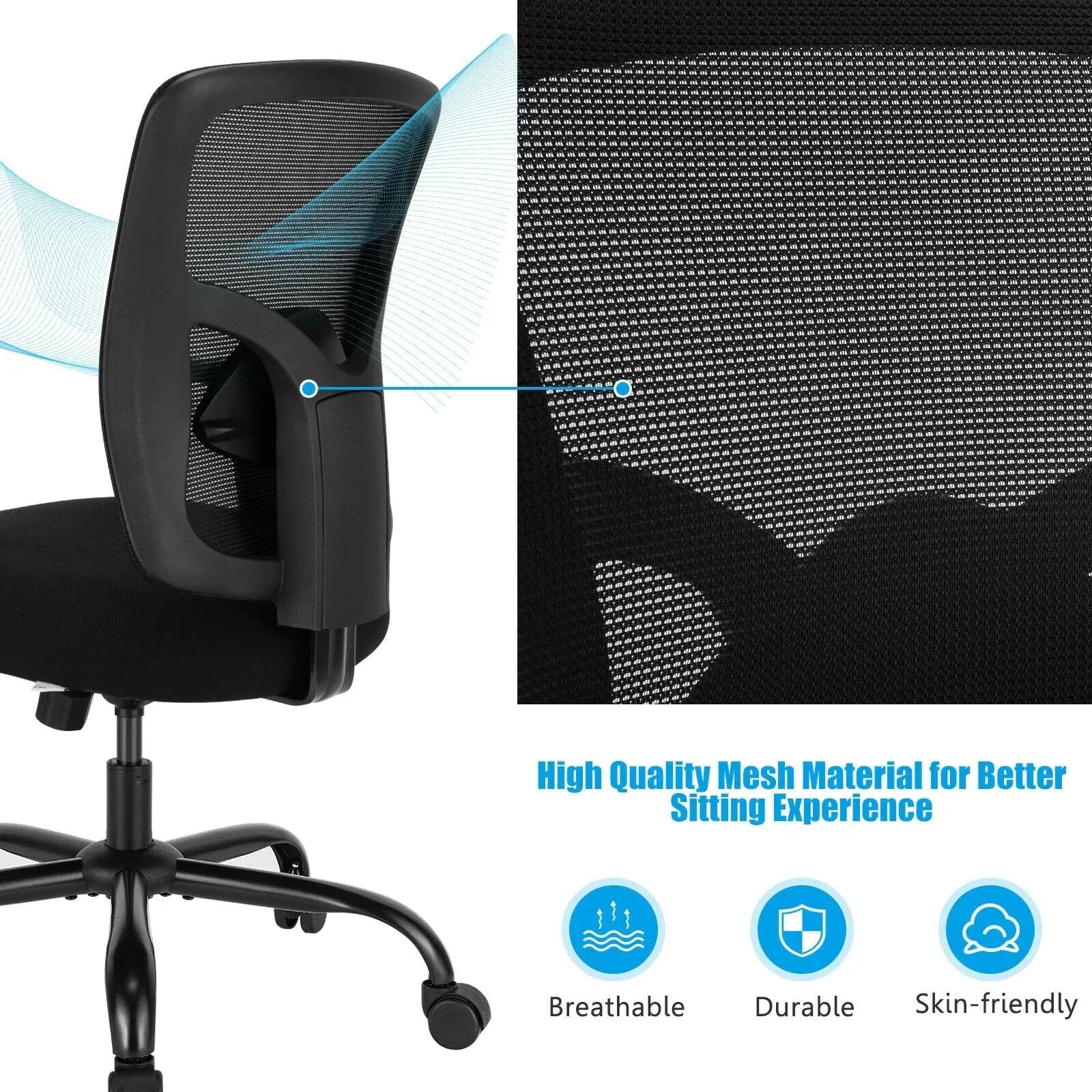 400LBS Mesh Big and Tall Office Chair Swivel Task Chair by DirectDeals