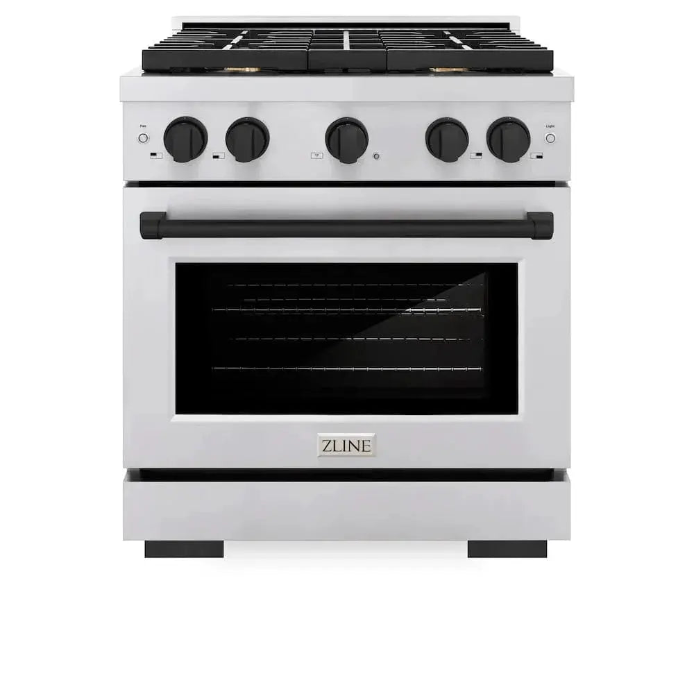 ZLINE 30"Paramount Dual Fuel Range Stainless Steel Matte Black SDRZ-30-MB by Farmhouse Kitchen and Bath
