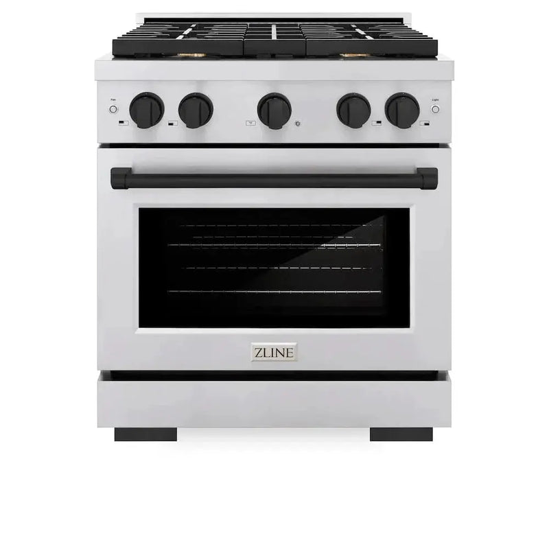 ZLINE 30"Paramount Dual Fuel Range Stainless Steel Matte Black SDRZ-30-MB by Farmhouse Kitchen and Bath