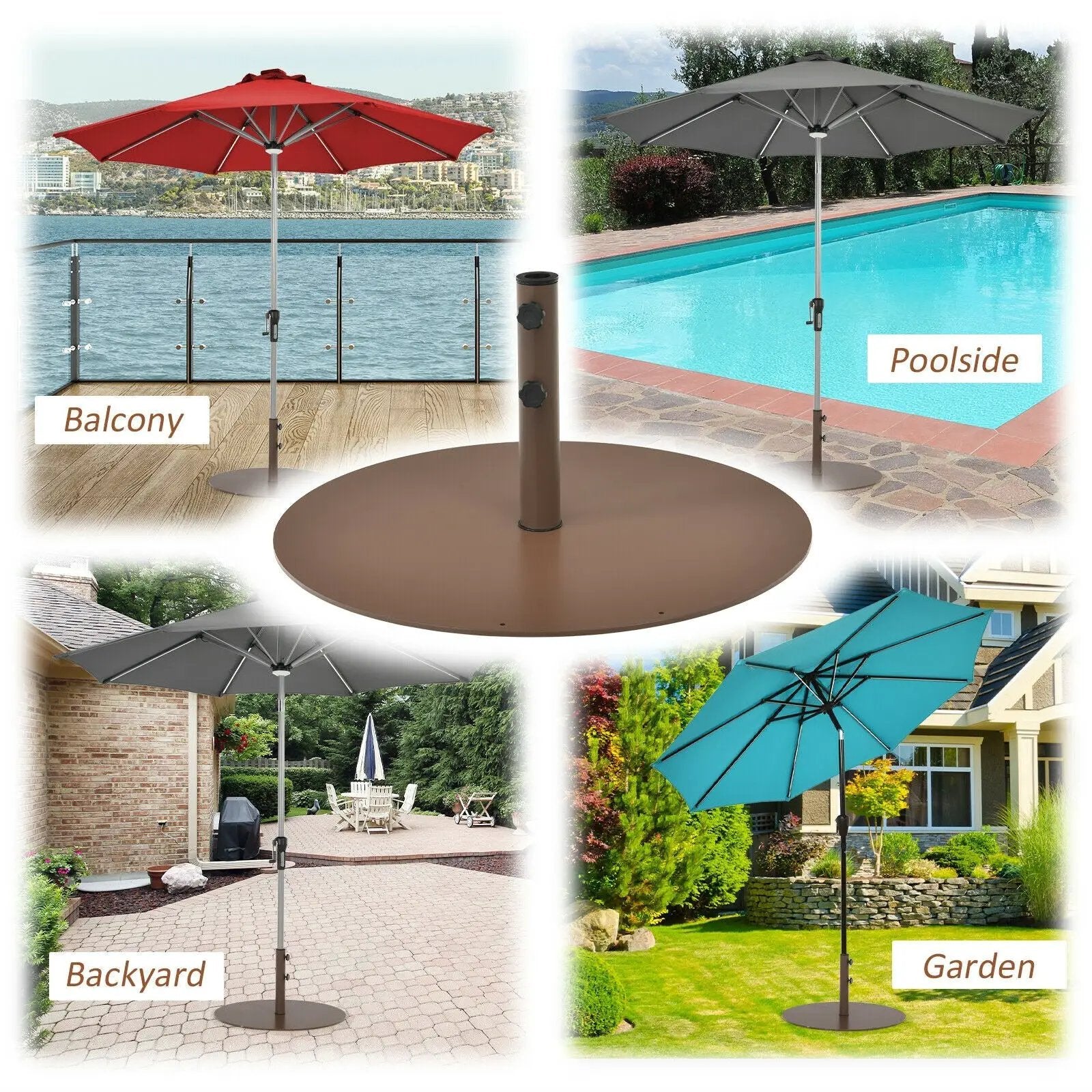 29.5 Inch Outdoor Steel Umbrella Base Stand for Backyard and Poolside by DirectDeals