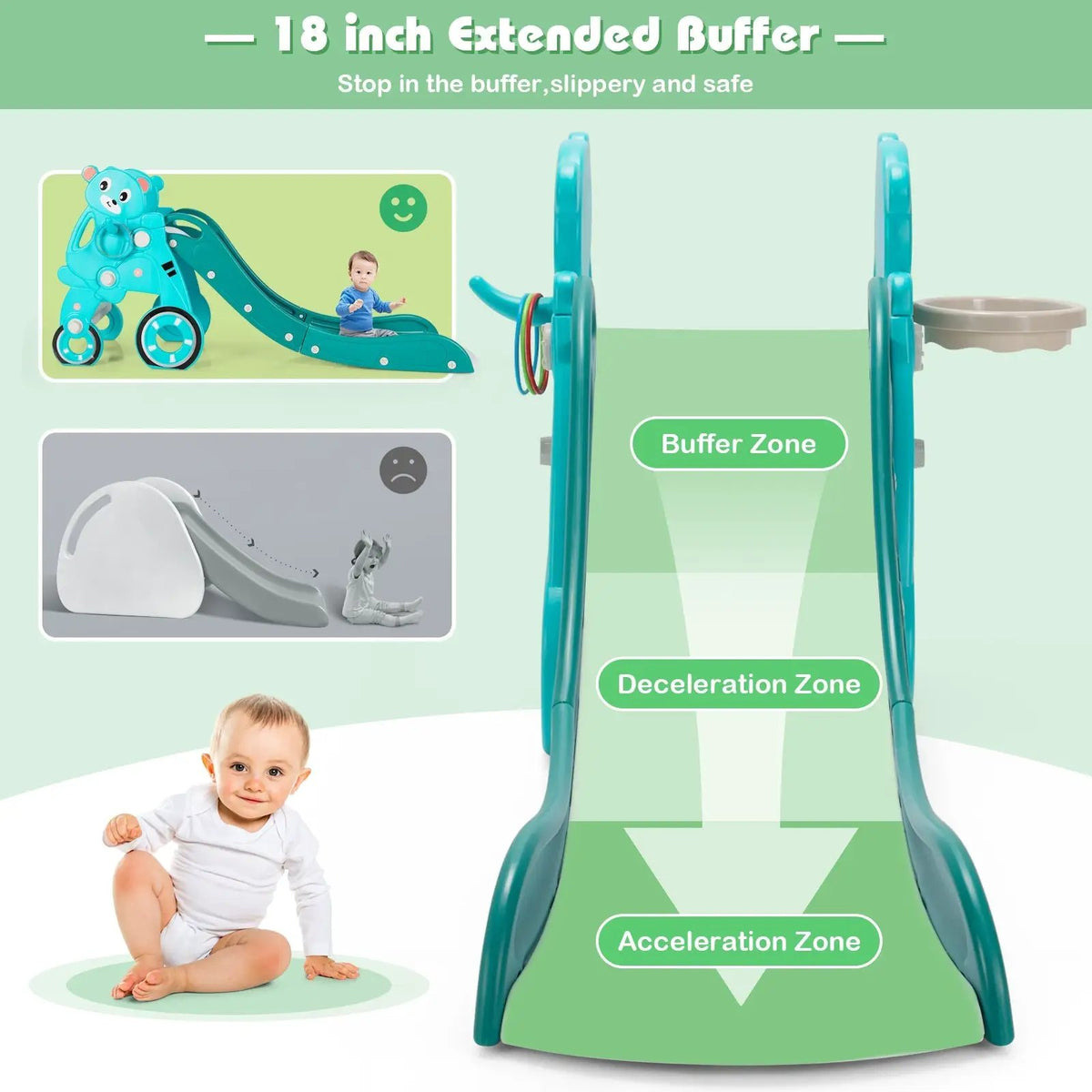 4-in-1 Foldable Baby Slide Toddler Climber Slide PlaySet with Ball by DirectDeals