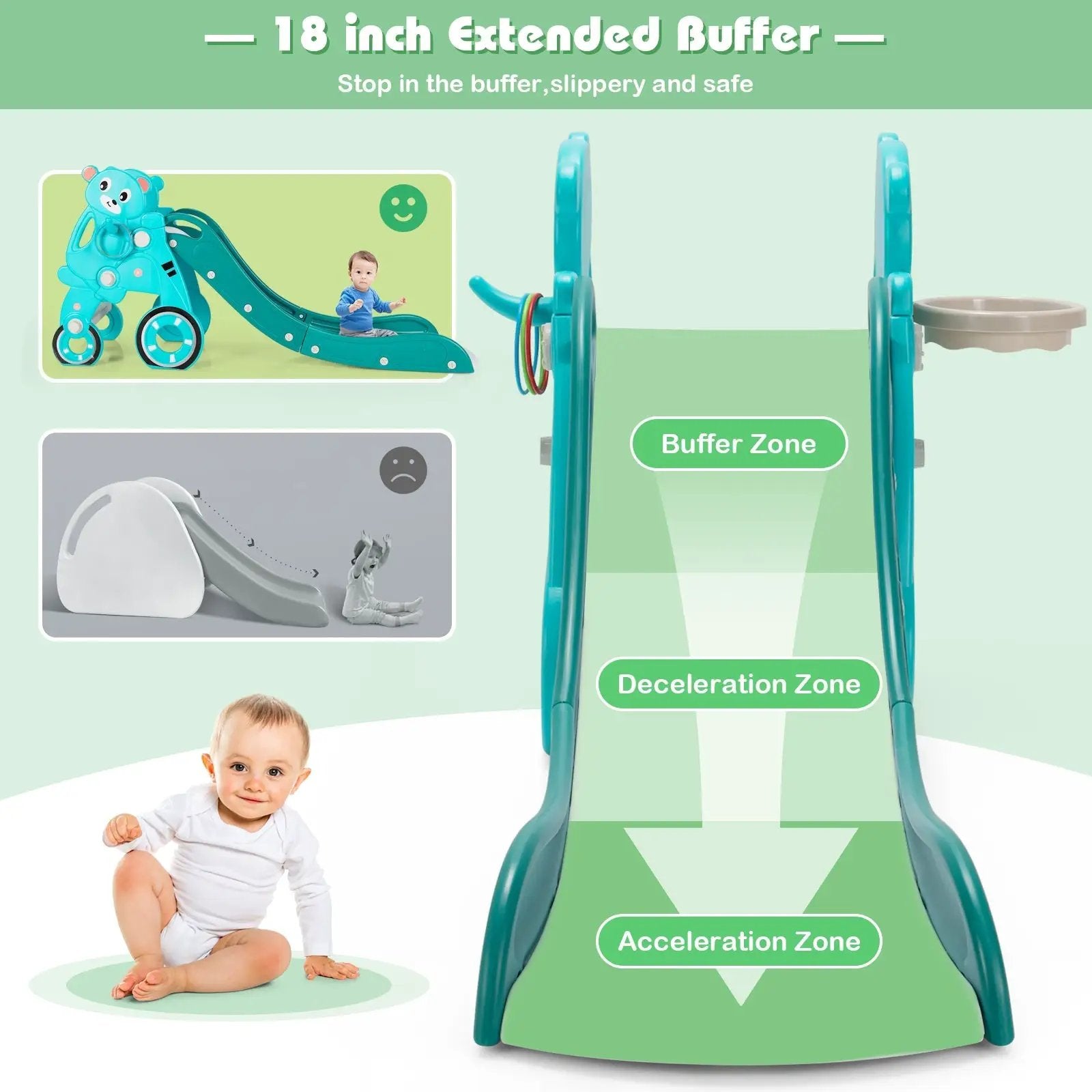 4-in-1 Foldable Baby Slide Toddler Climber Slide PlaySet with Ball by DirectDeals