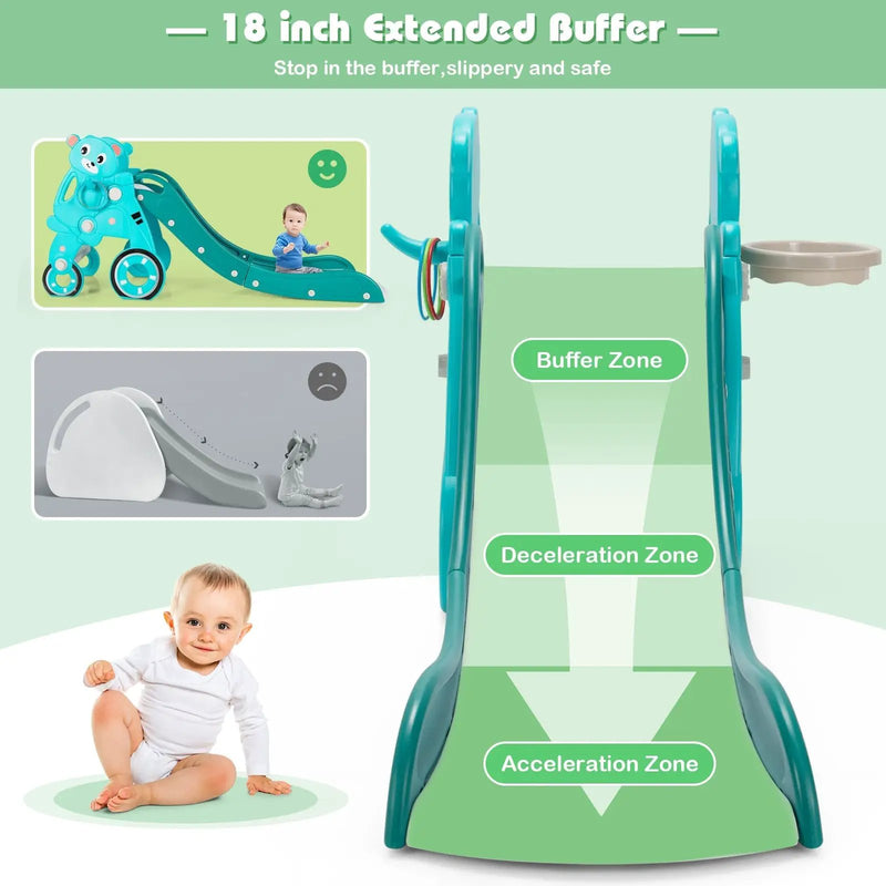 4-in-1 Foldable Baby Slide Toddler Climber Slide PlaySet with Ball by DirectDeals