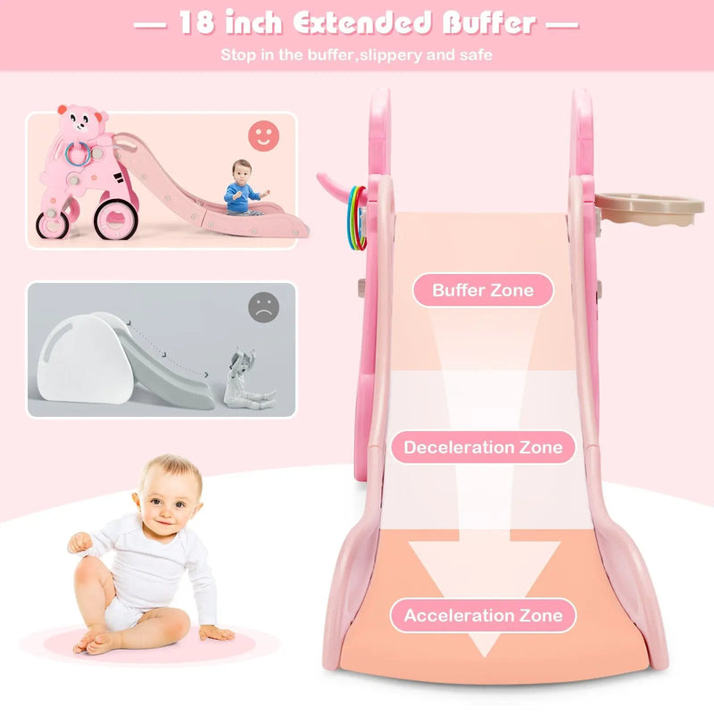 4-in-1 Foldable Baby Slide Toddler Climber Slide PlaySet with Ball by DirectDeals