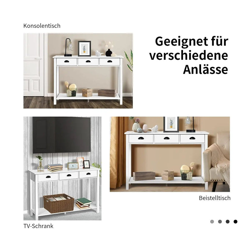 Wooden Console Table with 3 Drawers and 2-Tier Shelves by DirectDeals