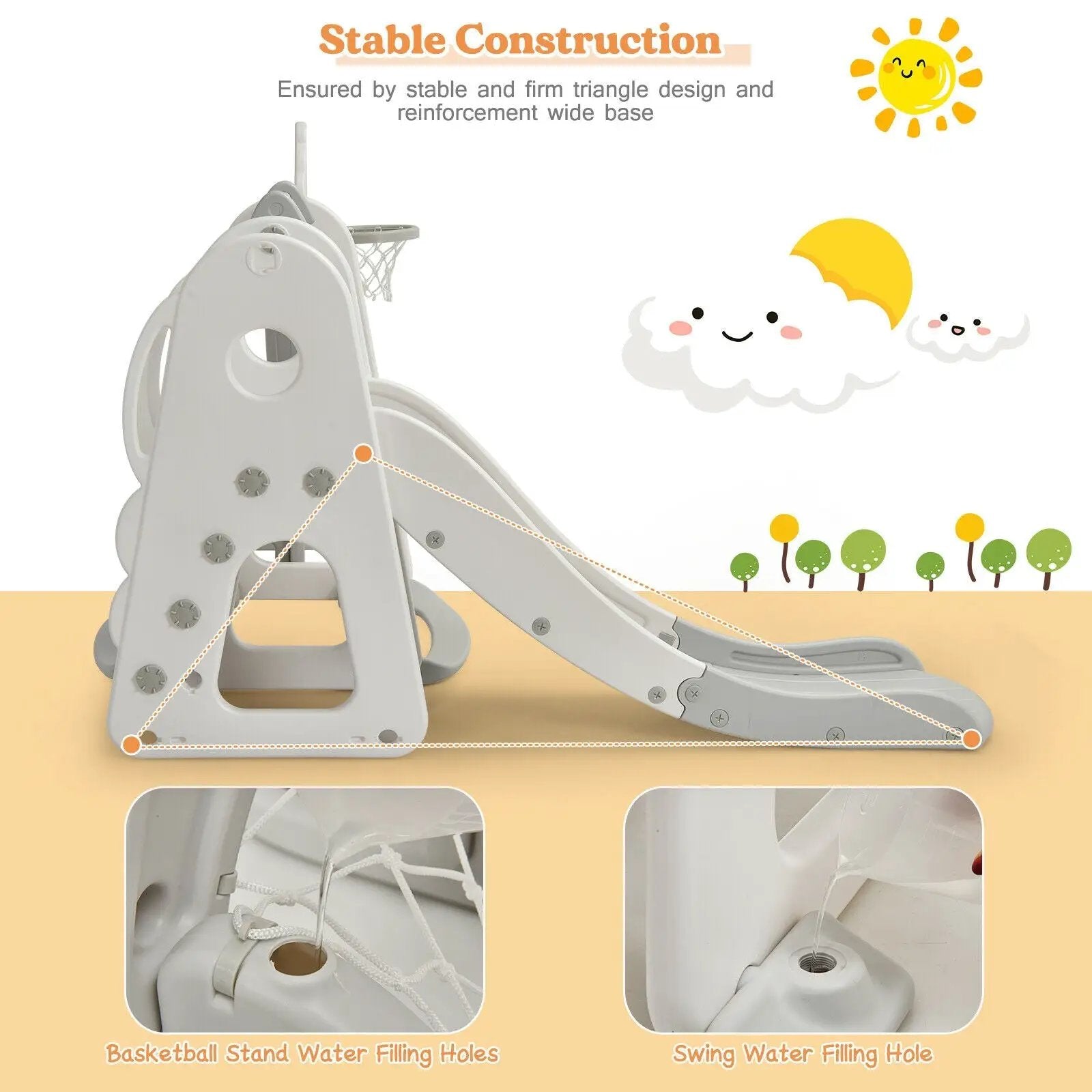 6 in 1 Toddler Slide and Swing Set with Ball Games by DirectDeals