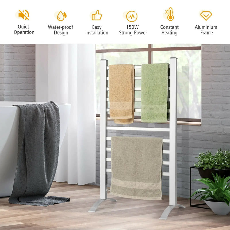 2-in-1 150W Freestanding and Wall-mounted Towel Warmer Drying Rack with Timer by DirectDeals