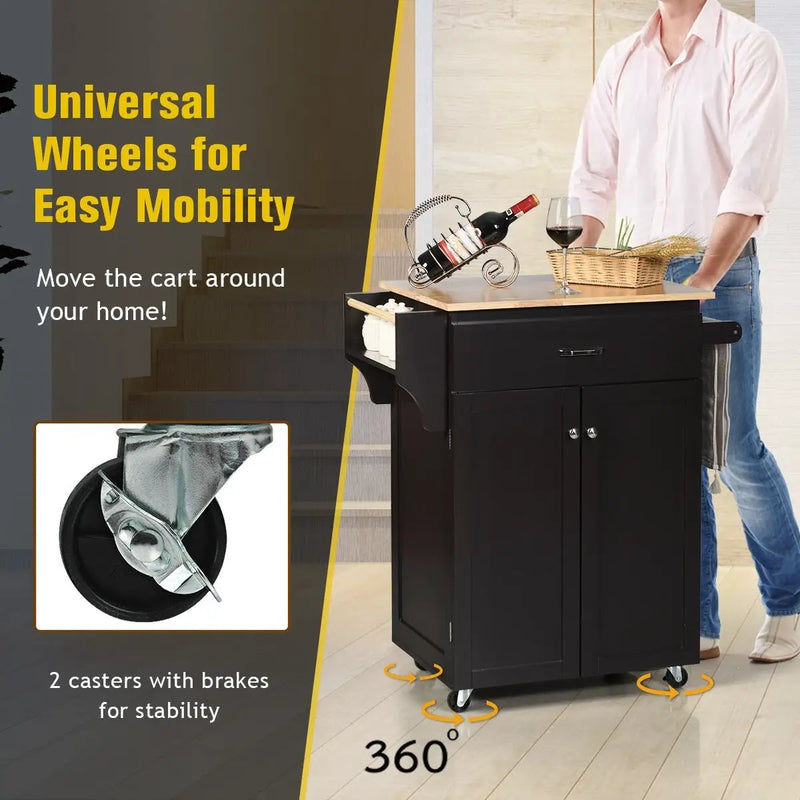 Utility Rolling Storage Cabinet Kitchen Island Cart with Spice Rack by DirectDeals