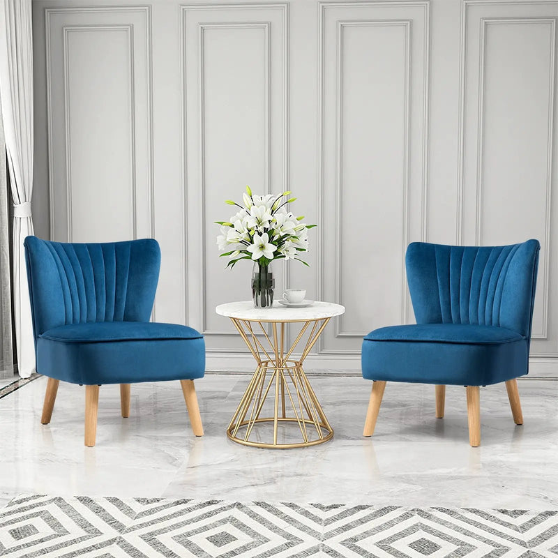 Modern Armless Velvet Accent Chair with Wood Legs by DirectDeals
