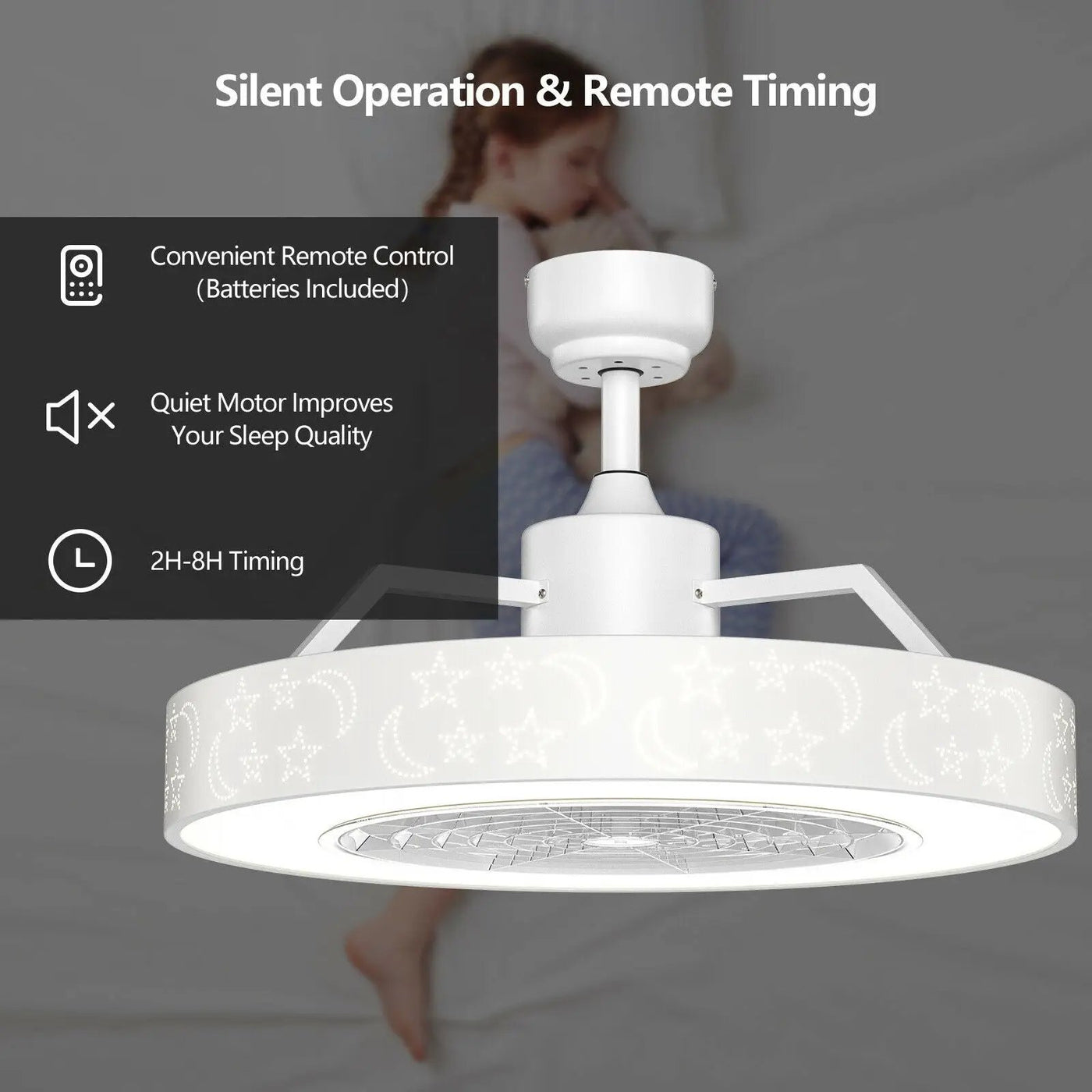 23 Inch Ceiling Fan with LED Light and Remote Control by DirectDeals