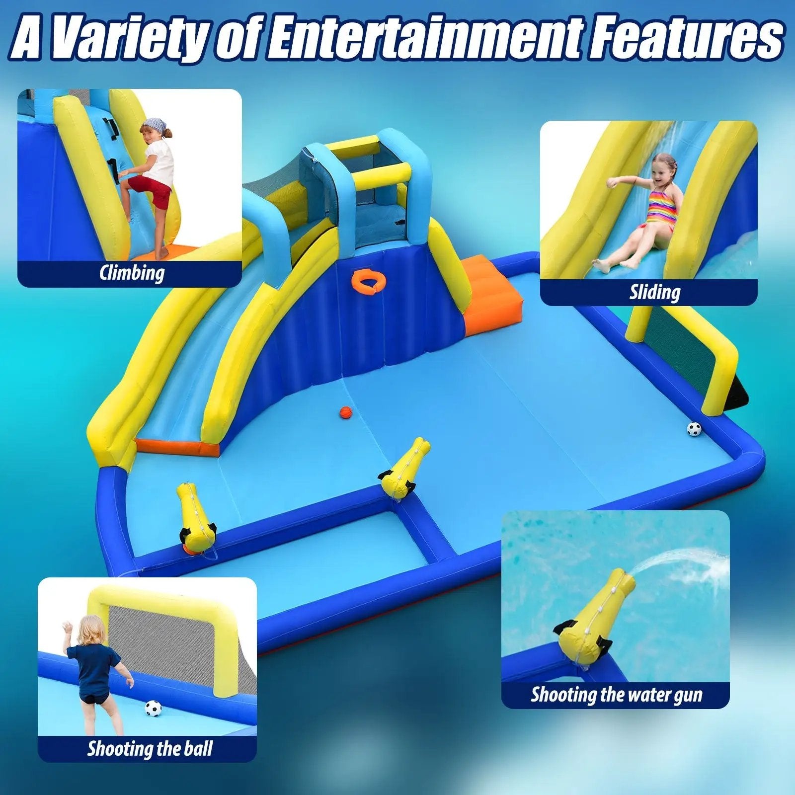 6-in-1 Inflatable Water Slide Jumping House without Blower by DirectDeals