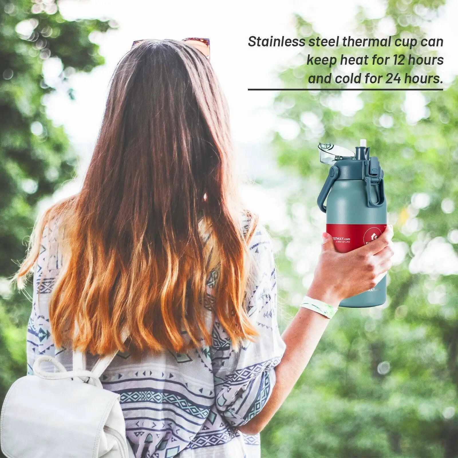 44oz Vacuum Insulated Leakproof Stainless Steel Sports Water Bottle-Gray by DirectDeals