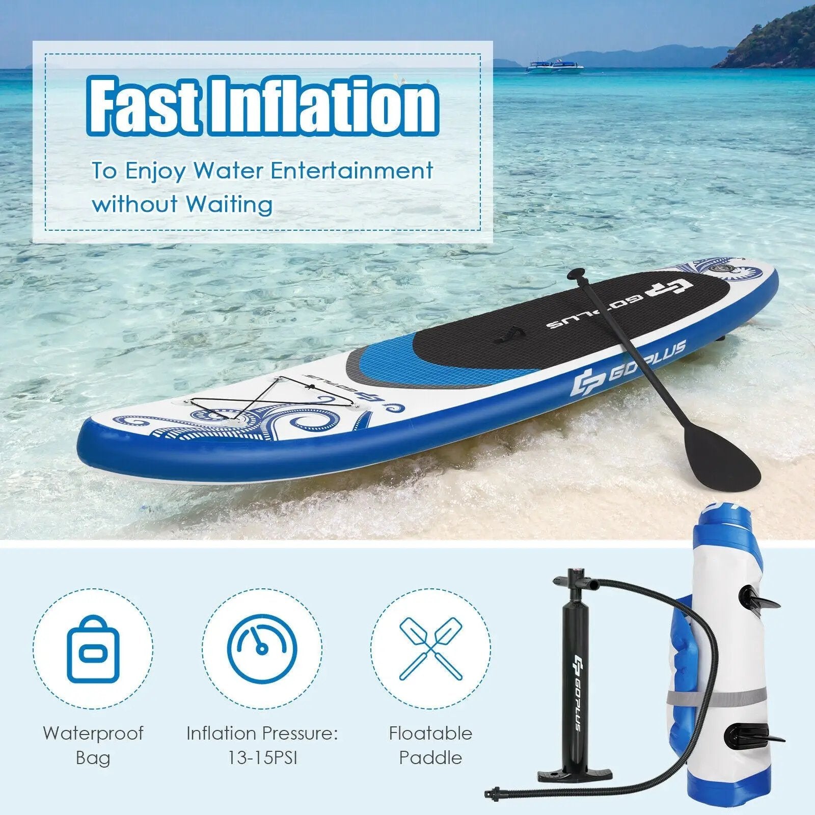 11-Feet Inflatable Paddle Board with Carry Bag by DirectDeals