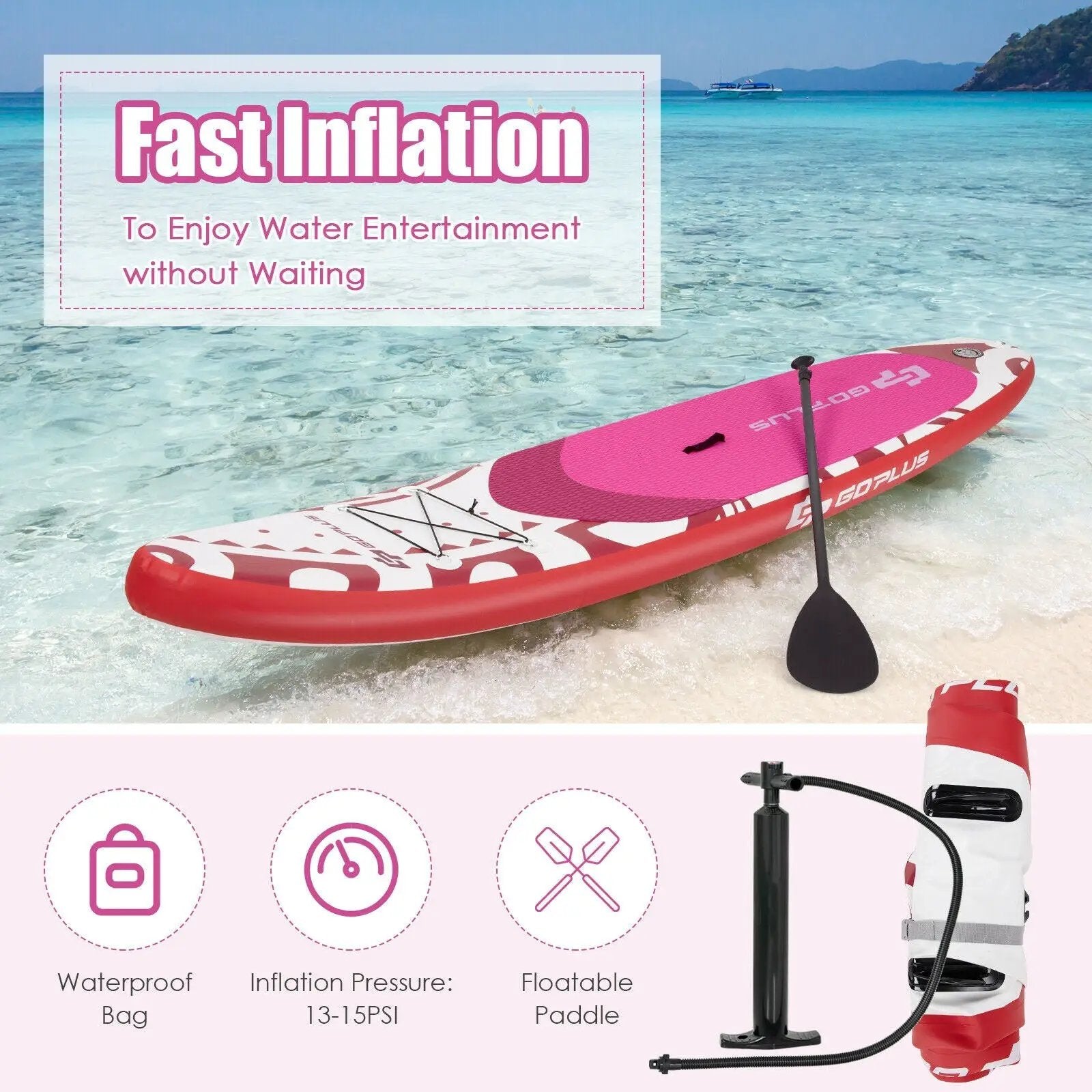 10.6 Feet Inflatable Adjustable Paddle Board with Carry Bag by DirectDeals