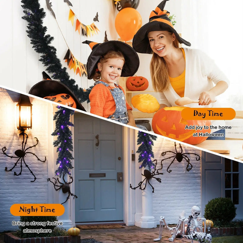 9 Feet Pre-lit Christmas Halloween Garland with 50 Purple LED Lights by DirectDeals