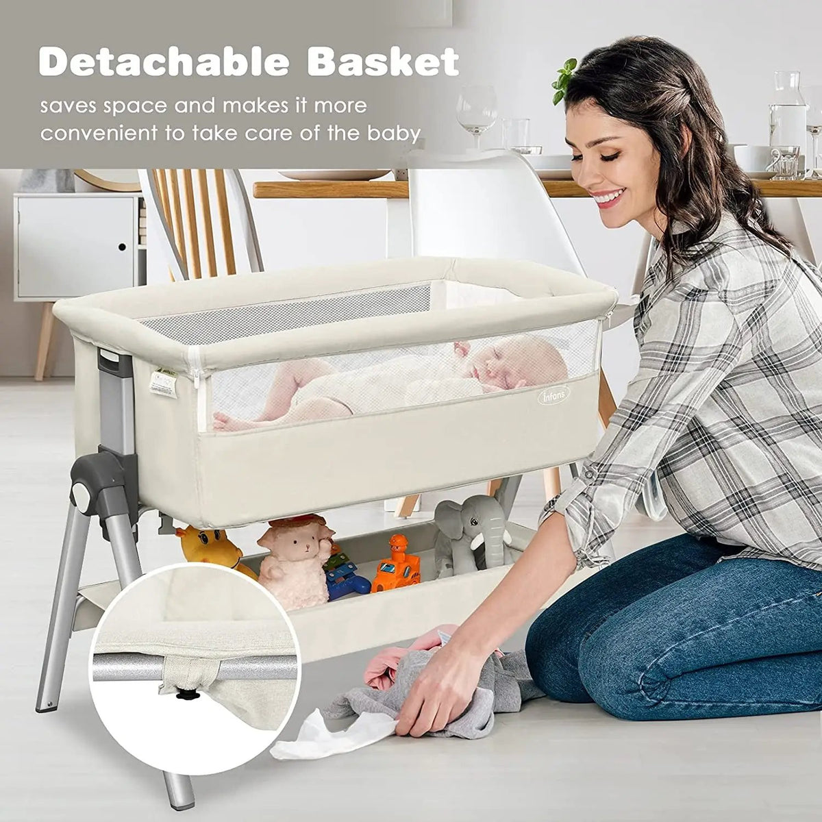 Portable Baby Bedside Sleeper with Adjustable Heights and Angle by DirectDeals