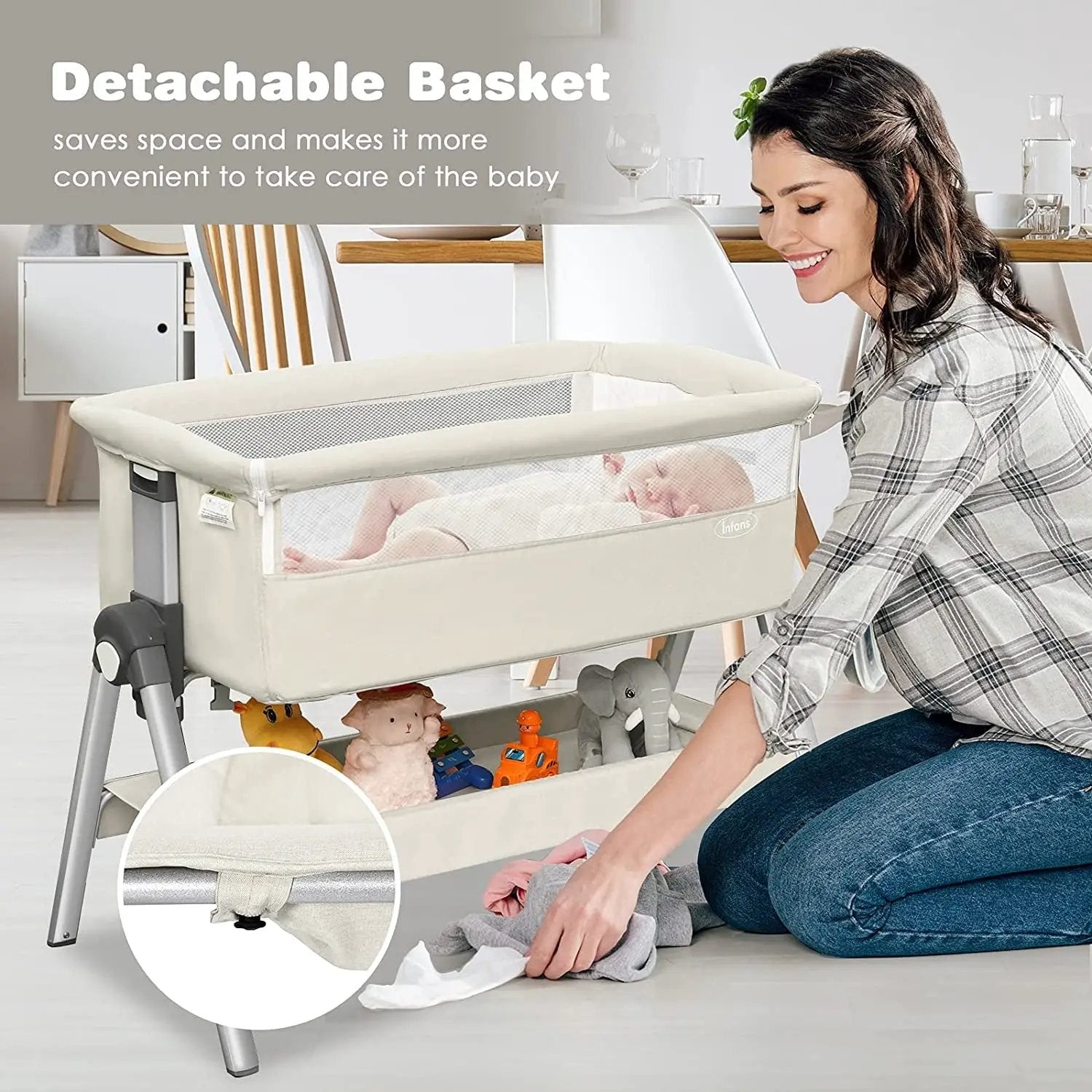 Portable Baby Bedside Sleeper with Adjustable Heights and Angle by DirectDeals