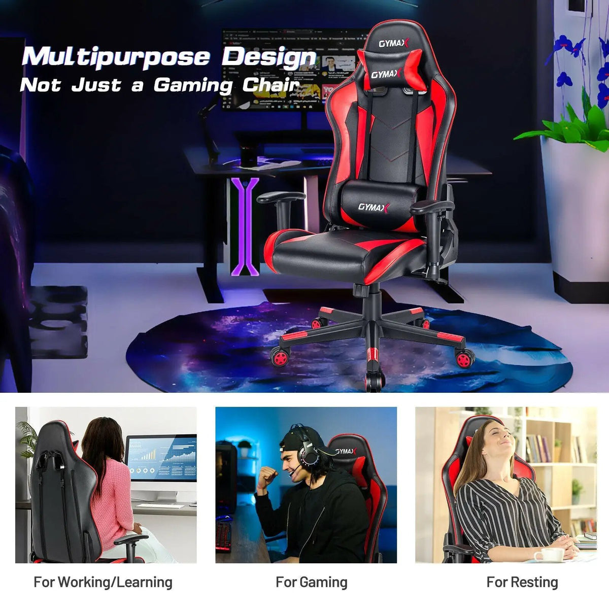 Gaming Chair Adjustable Swivel Racing Style Computer Office Chair by DirectDeals