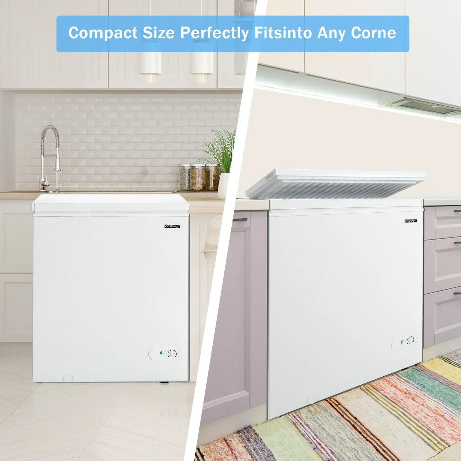 5.2 Cu.ft Chest Freezer Upright Single Door Refrigerator with 3 Baskets-White by DirectDeals