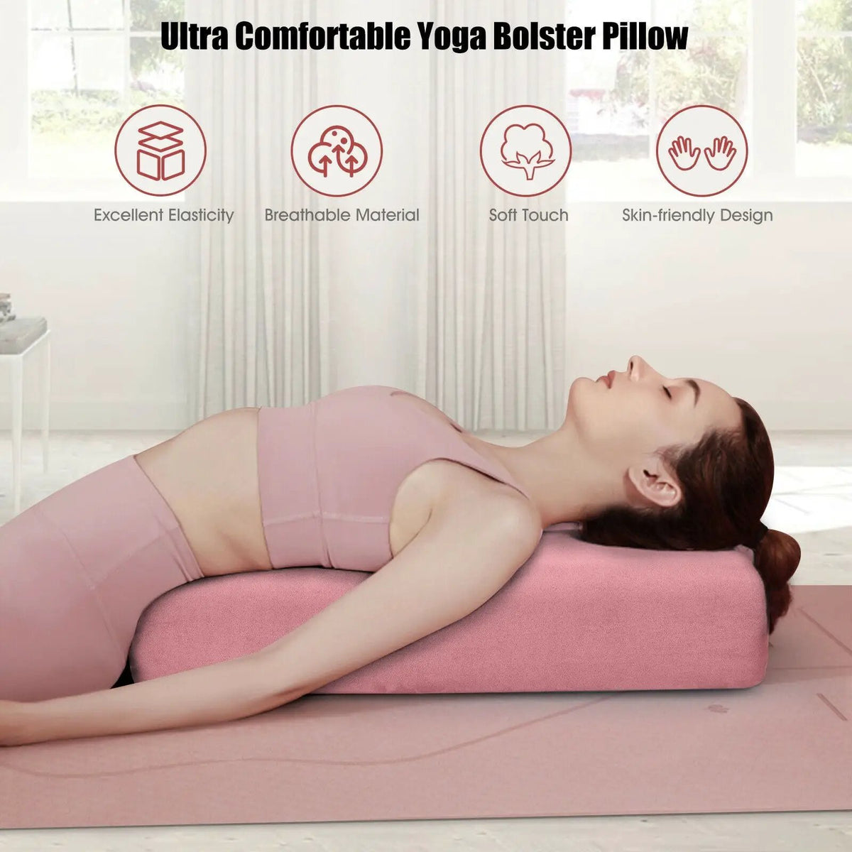 Yoga Bolster Pillow with Washable Cover and Carry Handle by DirectDeals