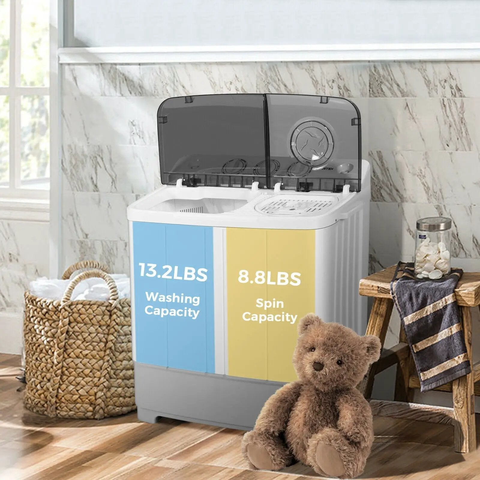2-in-1 Portable 22lbs Capacity Washing Machine with Timer Control by DirectDeals