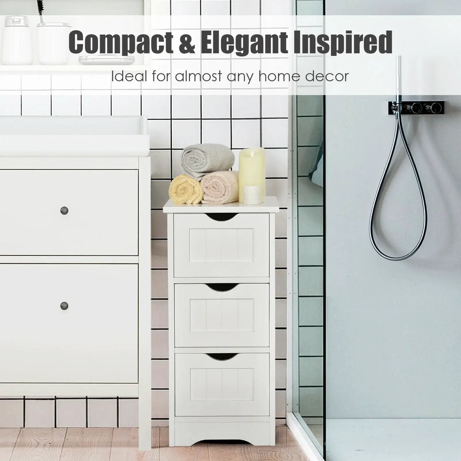 Bathroom Floor Freestanding Storage Organizer with 3 Drawers by DirectDeals