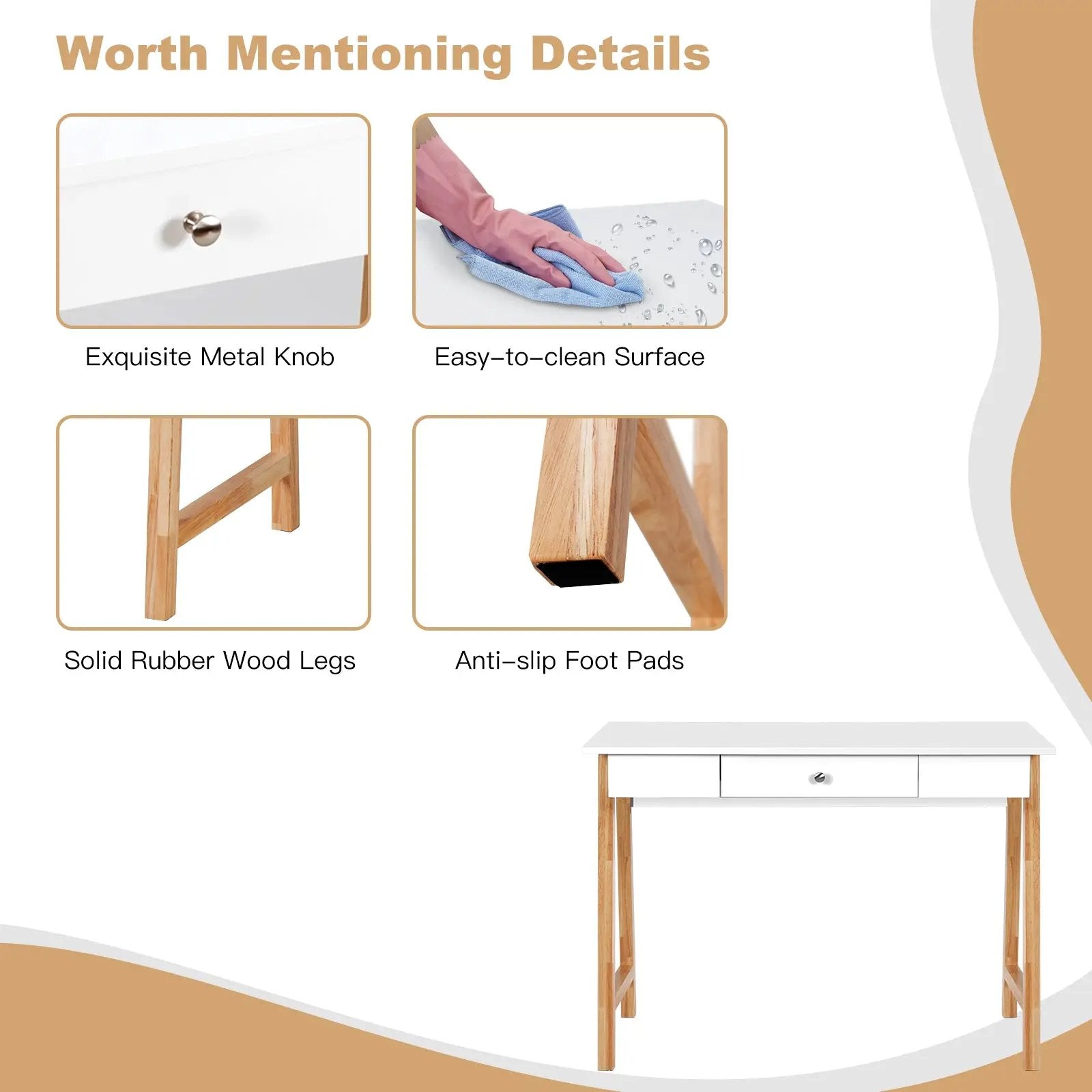 Computer Desk Laptop PC Writing Table Makeup Vanity Table by DirectDeals