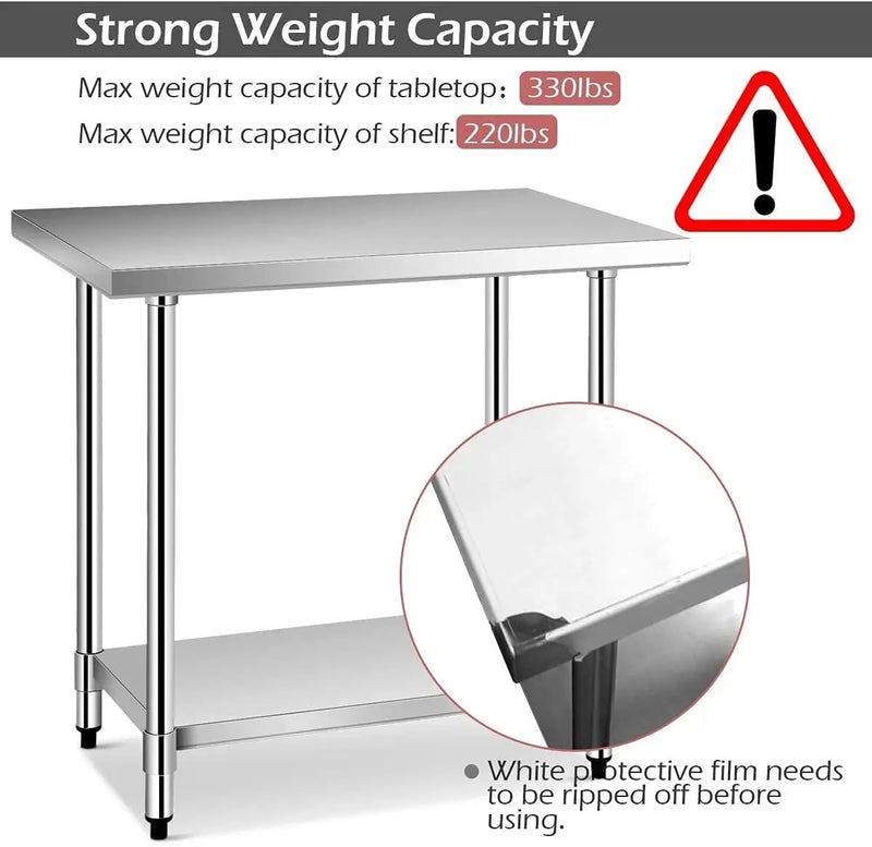 24 x 36 Inch Stainless Steel Commercial Kitchen Food Prep Table by DirectDeals