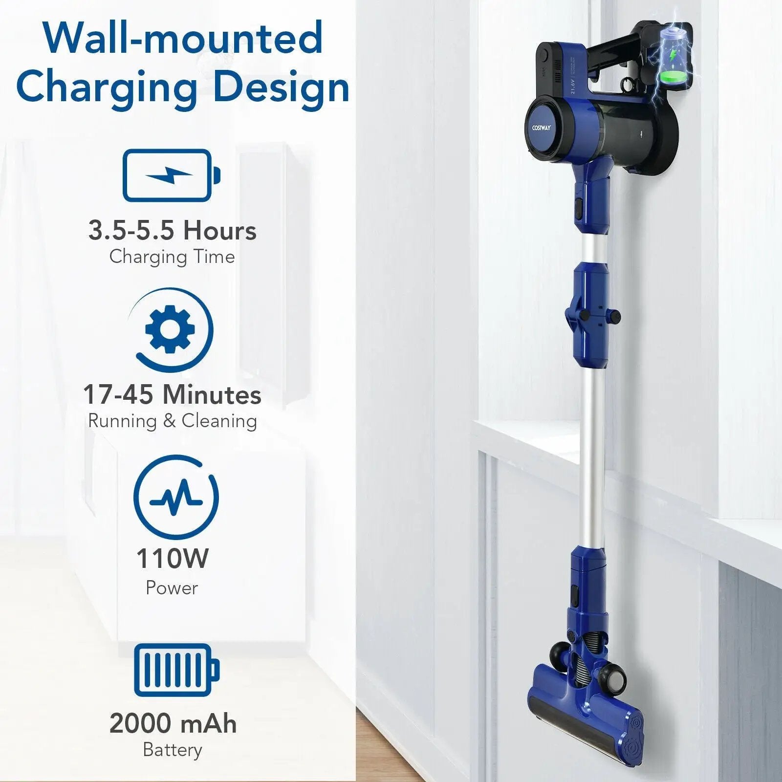 3-in-1 Handheld Cordless Stick Vacuum Cleaner with 6-cell Lithium Battery by DirectDeals