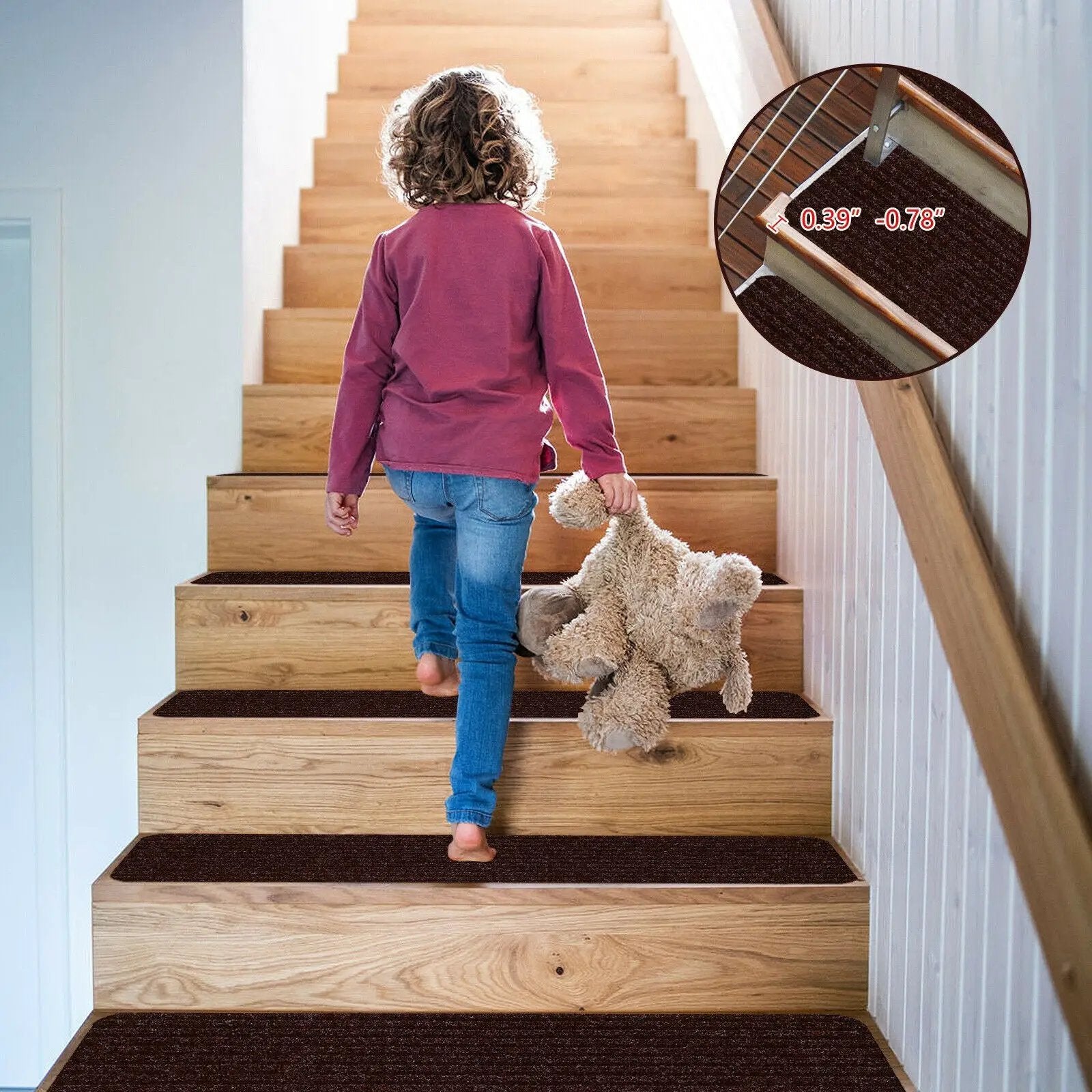 15 Pieces 30 x 8 Inch Slip Resistant Soft Stair Treads Carpet by DirectDeals
