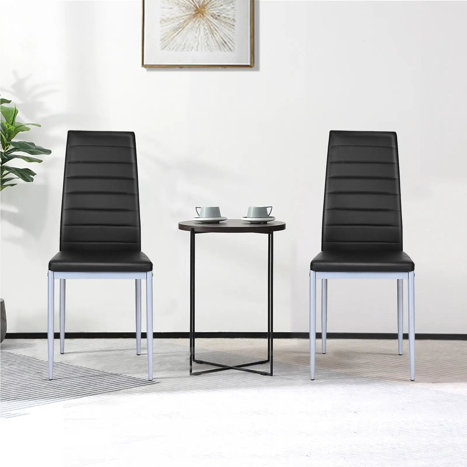 4 pcs PVC Leather Dining Side Chairs Elegant Design by DirectDeals