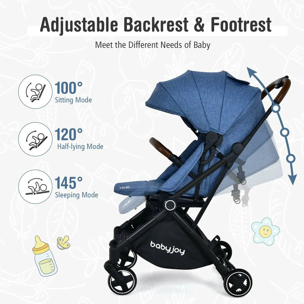 2-in-1 Convertible Aluminum Baby Stroller with Adjustable Canopy by DirectDeals