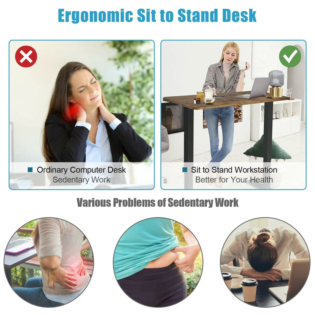 48-inch Electric Height Adjustable Standing Desk with Control Panel by DirectDeals
