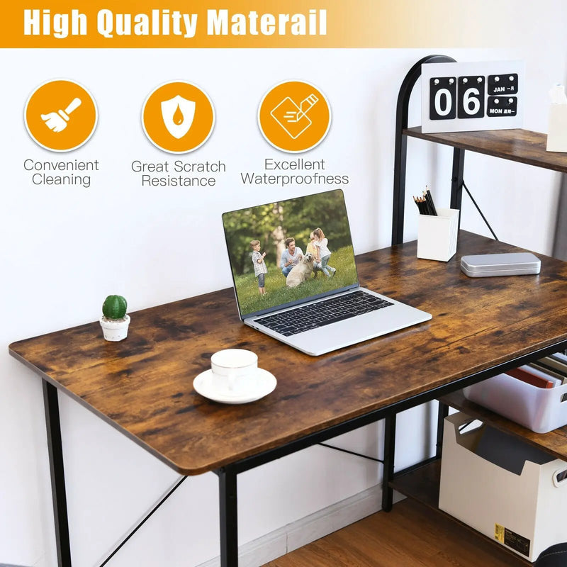 48-Inch Reversible Computer Desk with Storage Shelf by DirectDeals