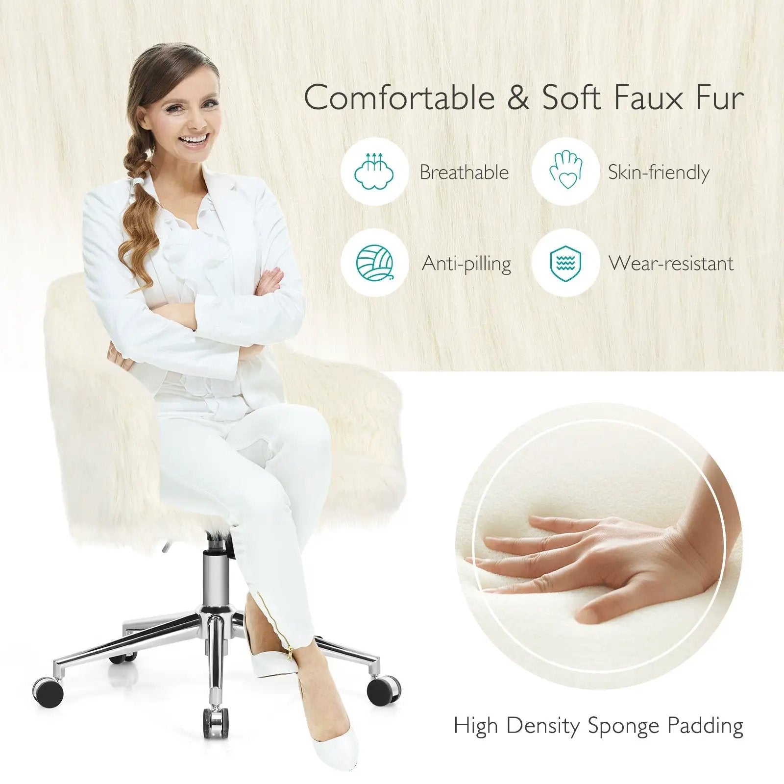 Ergonomic Office Chair with Headrest Adjustable Height for Home Office and Study by DirectDeals
