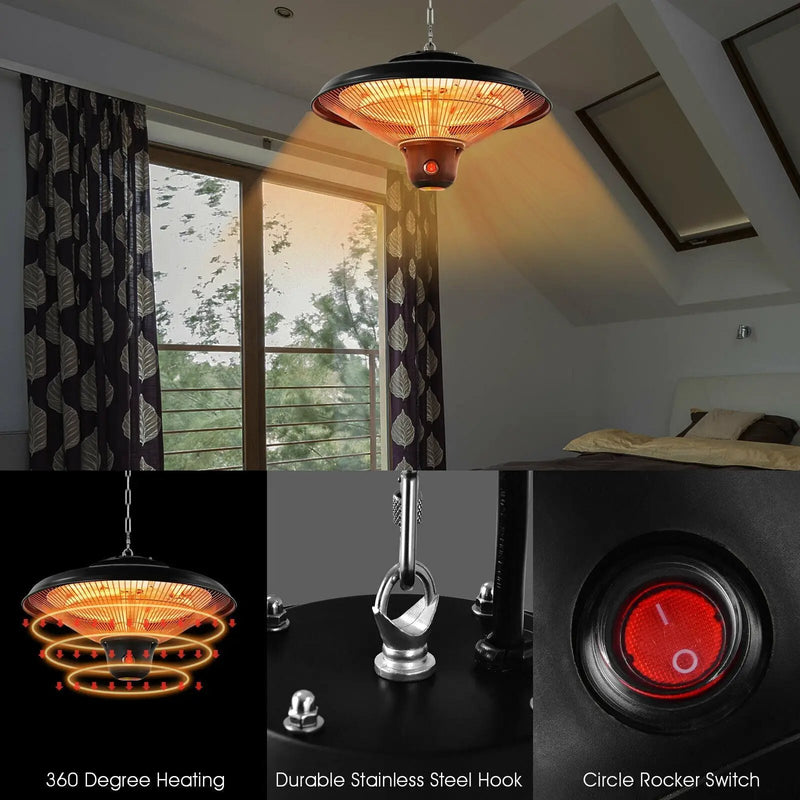 1500W Electric Hanging Ceiling Mounted Infrared Heater with Remote Control by DirectDeals