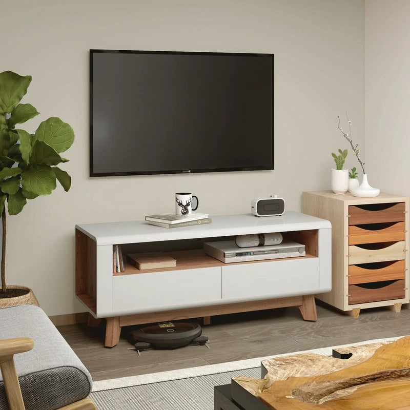 Media Console with 2 Pull-Out Drawers and Open Compartment for TVs up to 50 Inch by DirectDeals