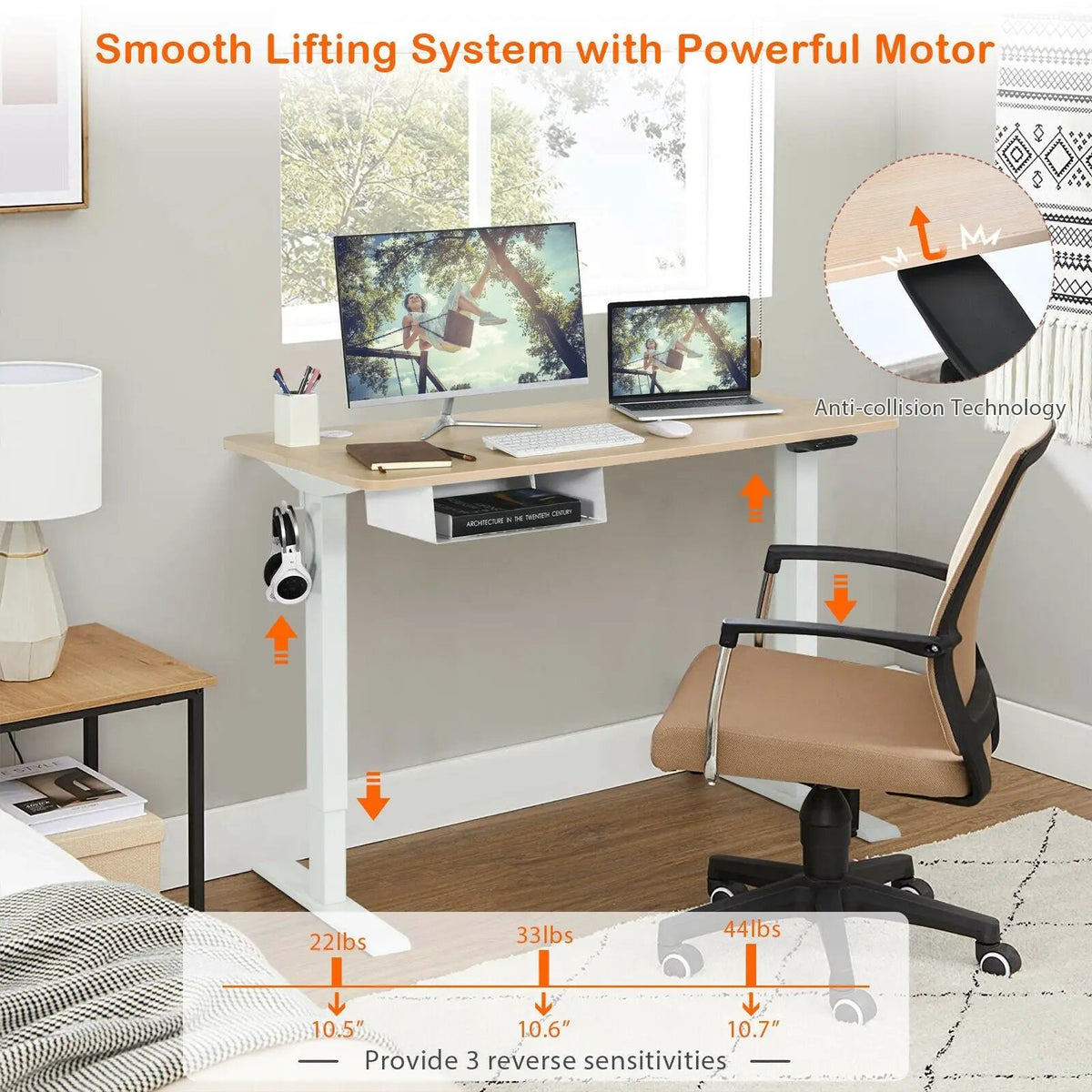 48-Inch Electric Standing Adjustable Desk with Control Panel and USB Port-Natural by DirectDeals